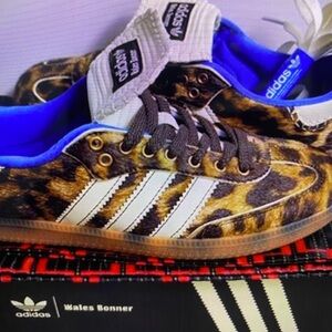 Adidas Leopard Print Sneakers with White Stripes